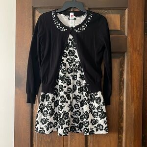Girl’s Floral Dress Size L With Matching Sweater Size XL